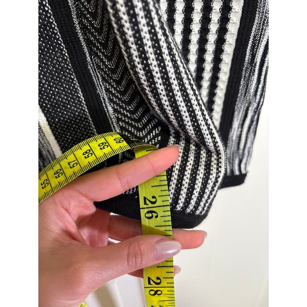 WHBM Women's Sleeveless Knit Top Black White Striped Zip Back XL - Picture 5 of 8